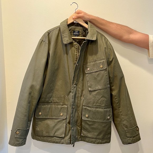 J. Crew Men’s Jacket Enfield Waxed Cotton Olive Green XL - Picture 6 of 8